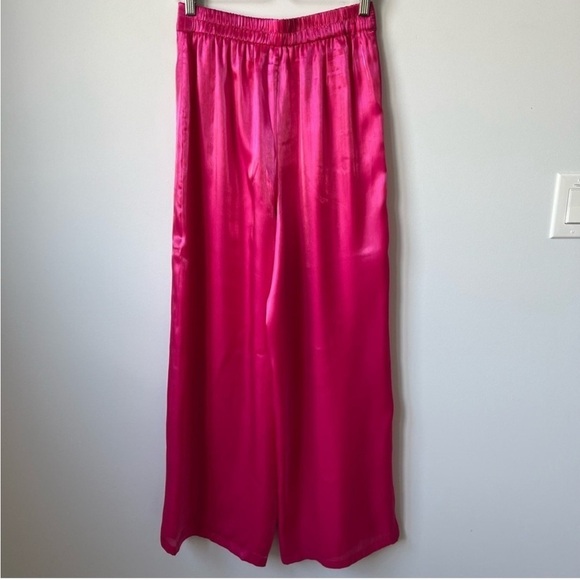 House of Harlow 1960 Satin high rise Hot Pink Wide-Leg Pants size small - Picture 7 of 14